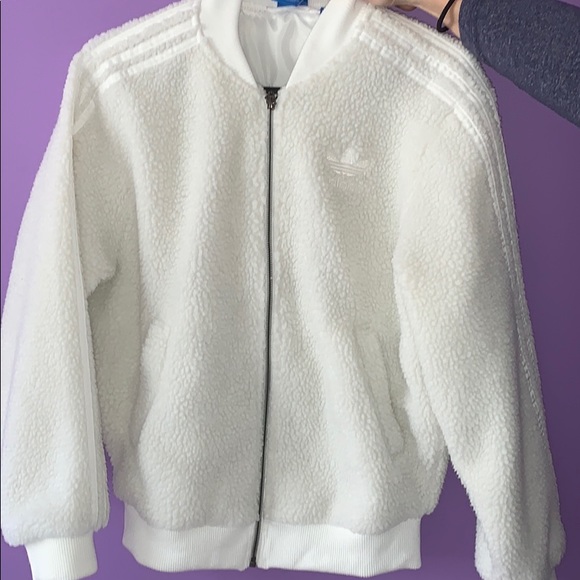 adidas Jackets & Blazers - Adidas white Sherpa track jacket